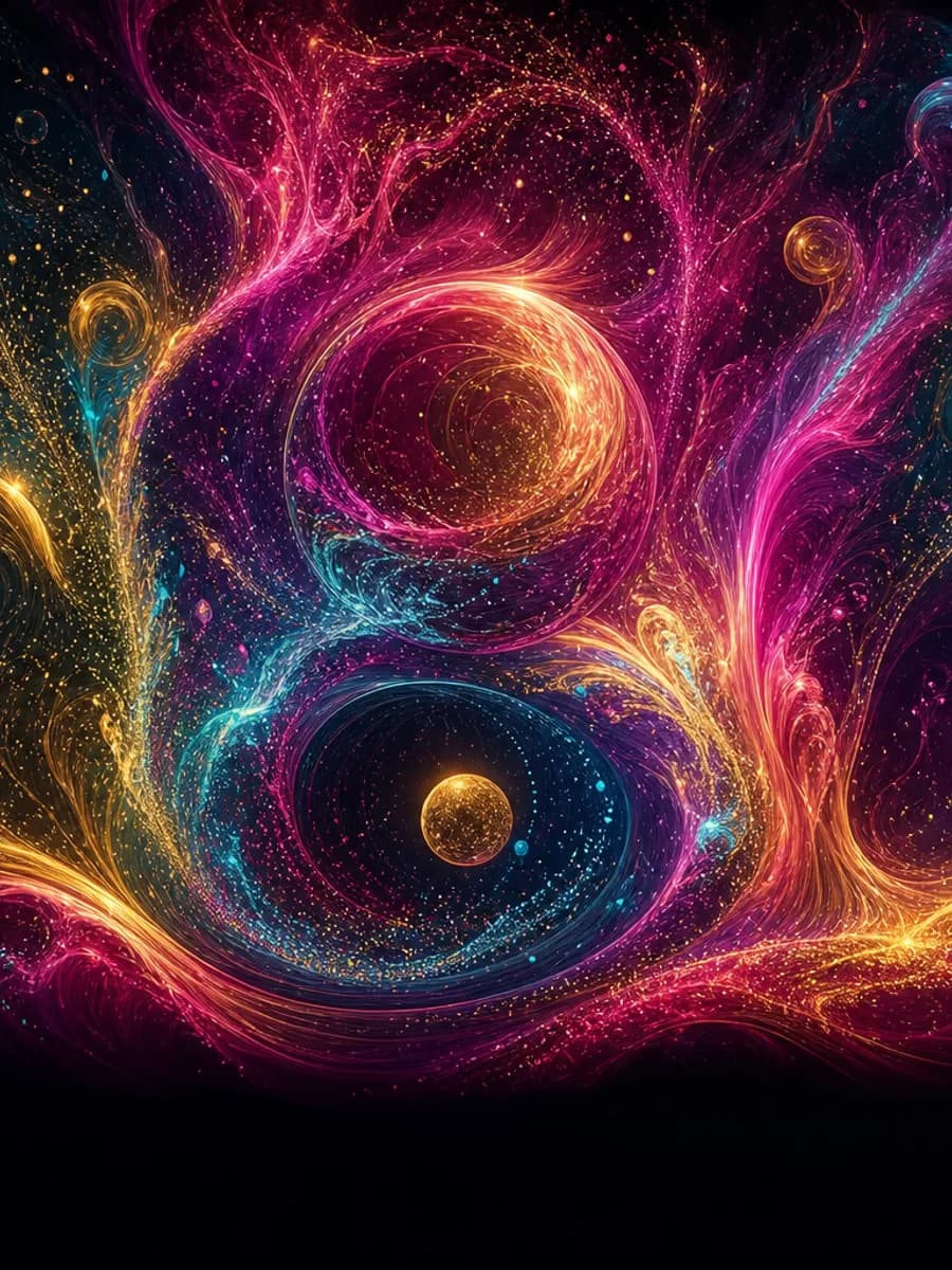 Particle morph art with prismatic cosmic streams